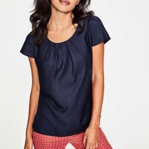 Boden Ravello Top in Navy Silk Blend Size 8